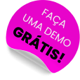 Um sticker rosa choque redondo escrito 'Faça uma demo grátis!"